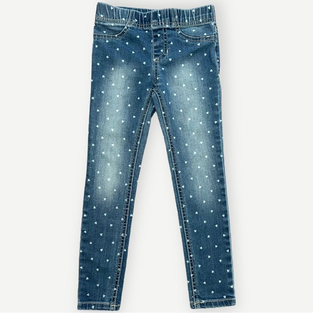 Cherokee Girls Toddler Kids Heart Print Denim Skinny Jeggings. Jeans. 4. 4T.